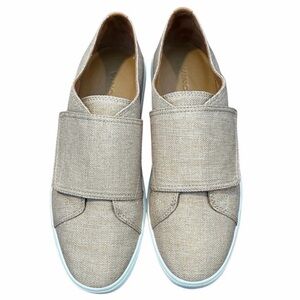 Vince Slip-On Sneakers Size 8 Neutral Canvas Wide Strap Minimalist
